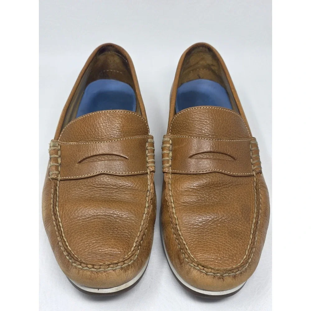 Peter Millar Mens Leather Driving Loafers Brown Slip On Size 9.5 M Pre-owned